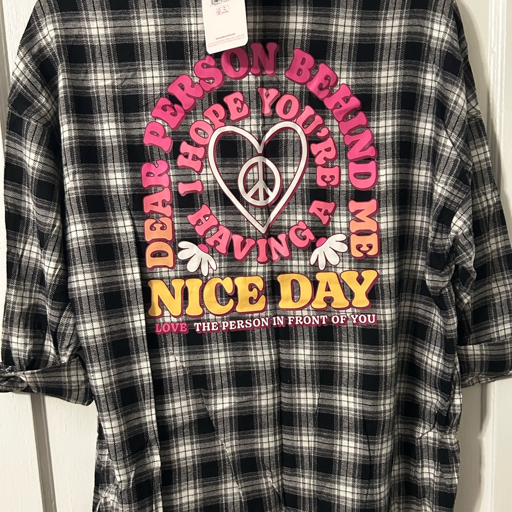 Justice Black and White Plaid Shirt